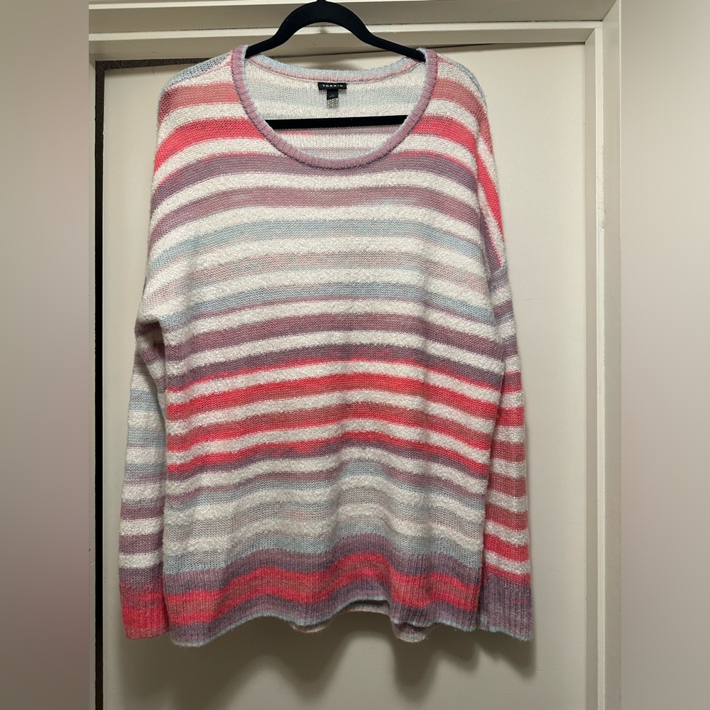 Torrid Women’s Plus Drop Shoulder Pullover Acrylic Multi Stripe, Size 1